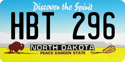 ND license plate HBT296