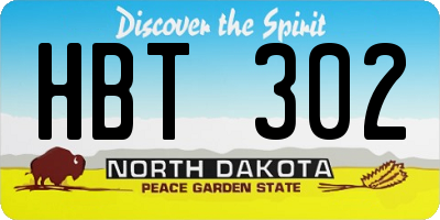 ND license plate HBT302