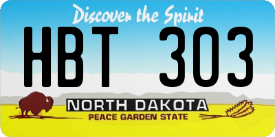 ND license plate HBT303