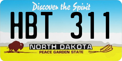 ND license plate HBT311