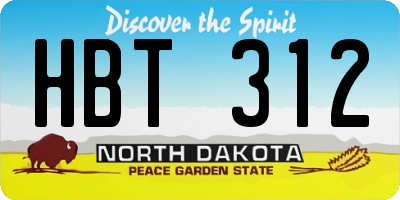 ND license plate HBT312