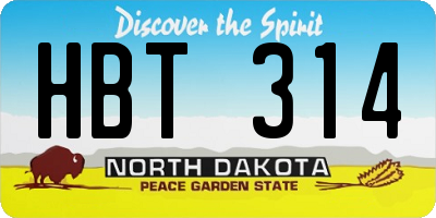 ND license plate HBT314