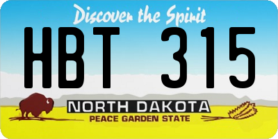ND license plate HBT315
