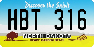 ND license plate HBT316