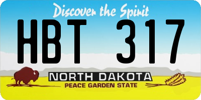 ND license plate HBT317