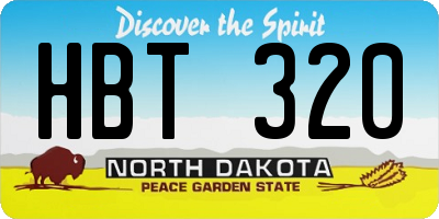 ND license plate HBT320