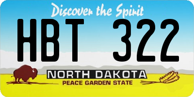 ND license plate HBT322