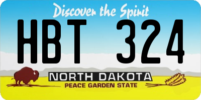 ND license plate HBT324
