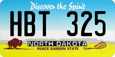 ND license plate HBT325