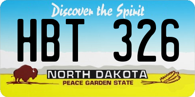 ND license plate HBT326