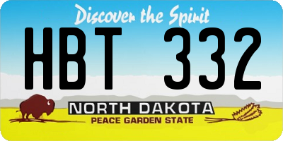 ND license plate HBT332