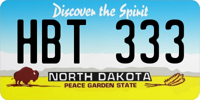 ND license plate HBT333