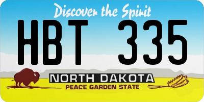 ND license plate HBT335