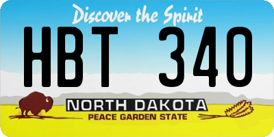 ND license plate HBT340