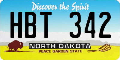 ND license plate HBT342
