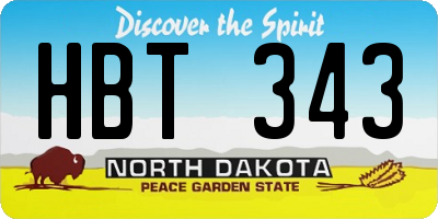 ND license plate HBT343