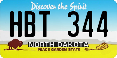 ND license plate HBT344