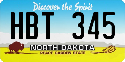 ND license plate HBT345