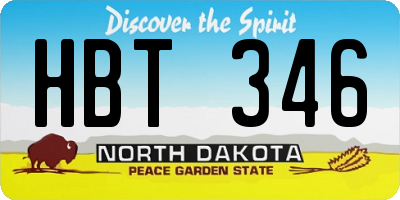 ND license plate HBT346