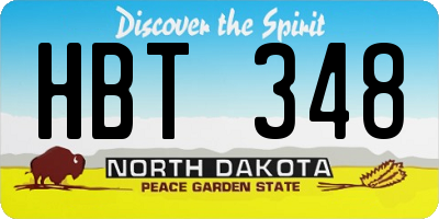 ND license plate HBT348