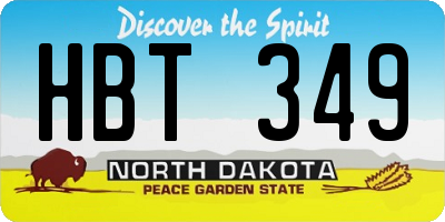 ND license plate HBT349