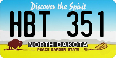 ND license plate HBT351