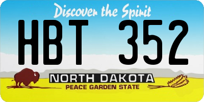 ND license plate HBT352