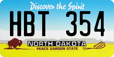 ND license plate HBT354