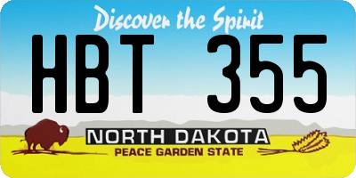 ND license plate HBT355