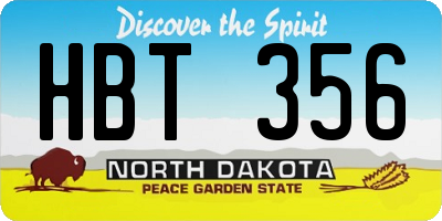 ND license plate HBT356