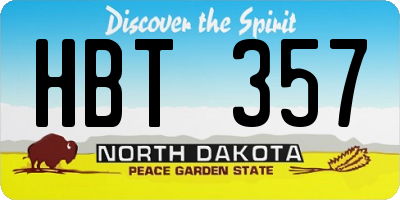 ND license plate HBT357