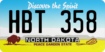 ND license plate HBT358