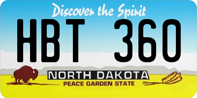 ND license plate HBT360