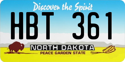 ND license plate HBT361