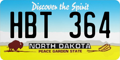 ND license plate HBT364