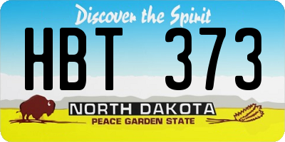 ND license plate HBT373