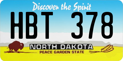 ND license plate HBT378