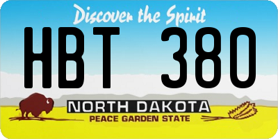 ND license plate HBT380