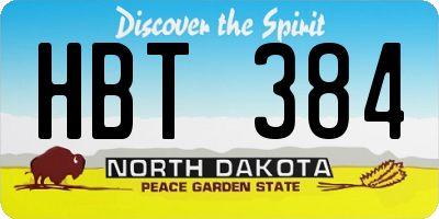 ND license plate HBT384