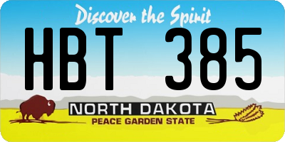 ND license plate HBT385
