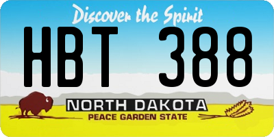 ND license plate HBT388