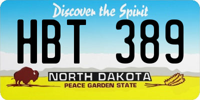 ND license plate HBT389