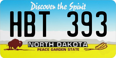 ND license plate HBT393