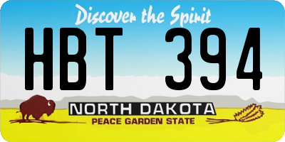 ND license plate HBT394
