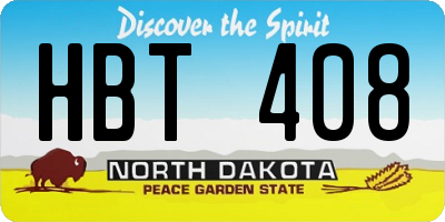ND license plate HBT408