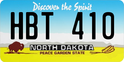 ND license plate HBT410