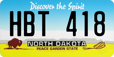ND license plate HBT418