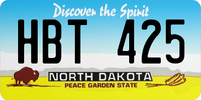 ND license plate HBT425