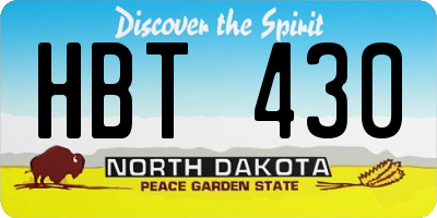 ND license plate HBT430
