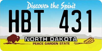 ND license plate HBT431